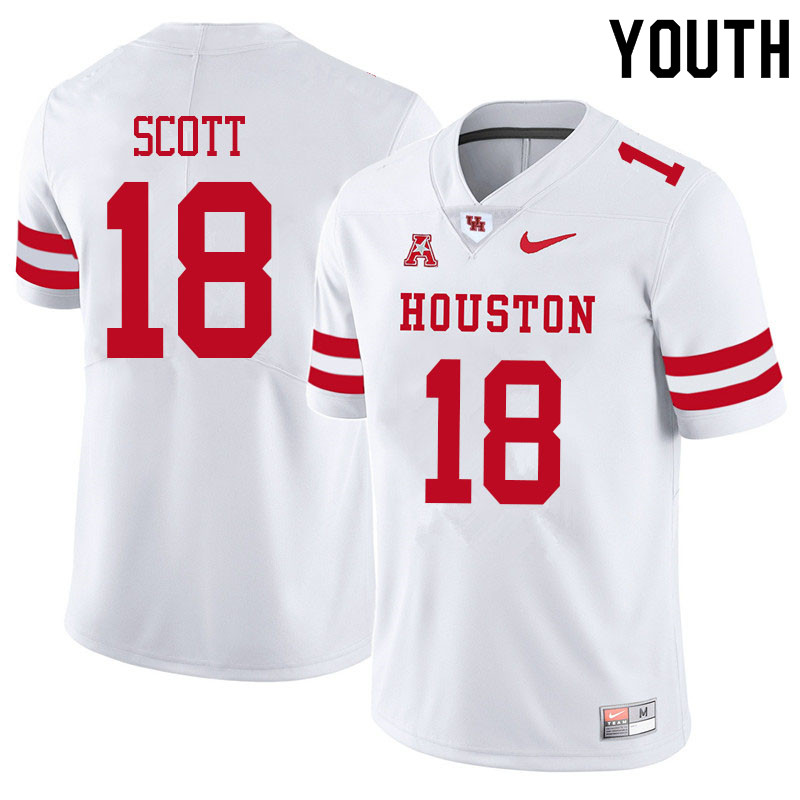 Youth #18 Kam Scott Houston Cougars College Football Jerseys Sale-White - Click Image to Close